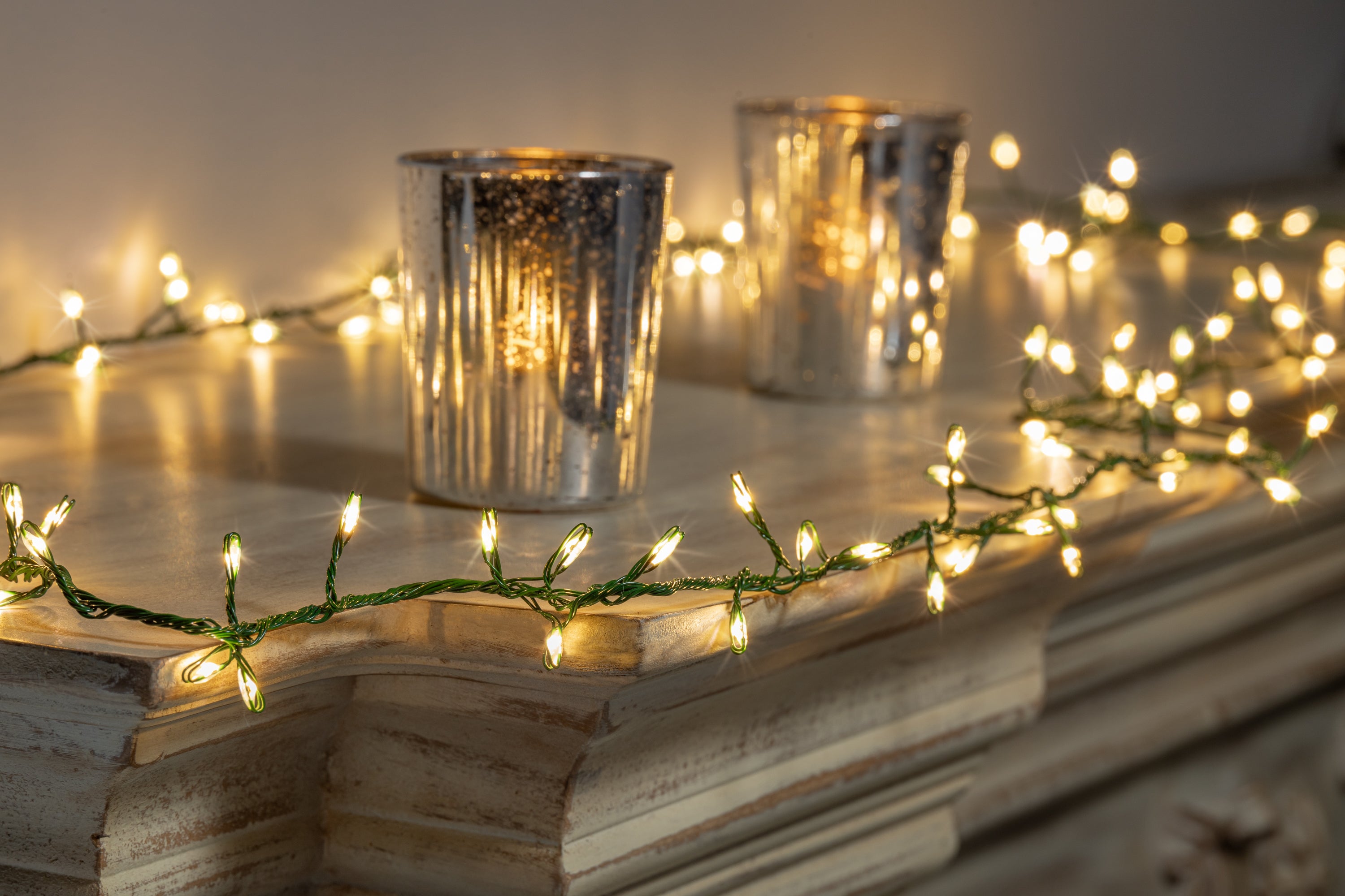 Set of 2 6 ft Electric Firecracker Garland with Warm White Lights
